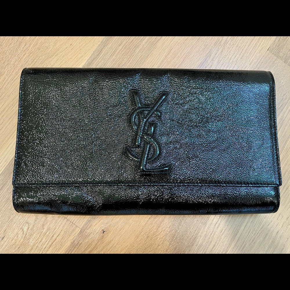 YSL Black Patent Belle De Jour Clutch